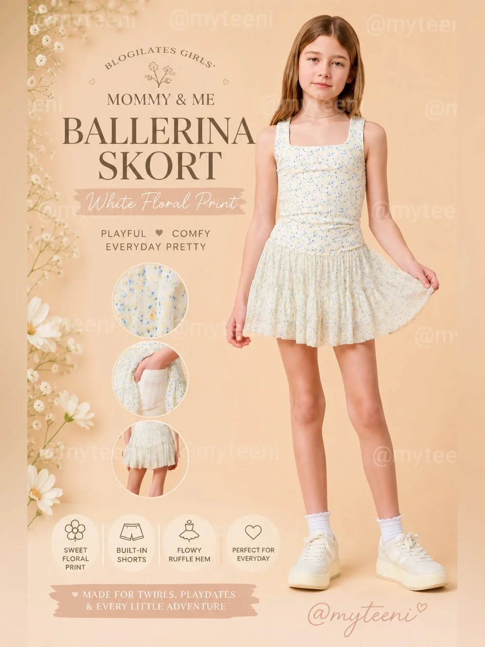 🌼‼️🔥🆕 Blogilates Girls’ Yellow Ballerina Skort